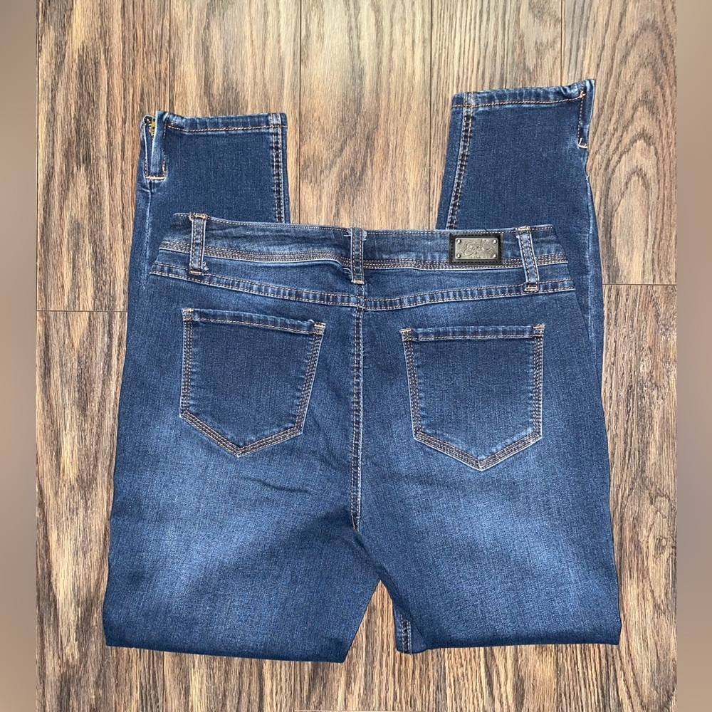 🦋B2G1🦋EARL JEANS Dark Blue Skinny Ankle Zip Up Jeans | 10 | - Picture 4 of 8